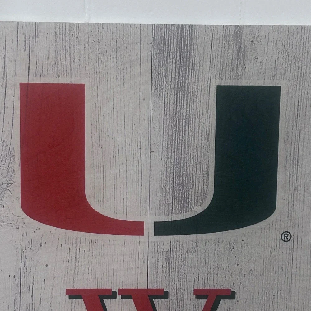 University of Miami Hurricanes Welcome Sign Wood Porch Leaner 47 Inch NCAA Decor